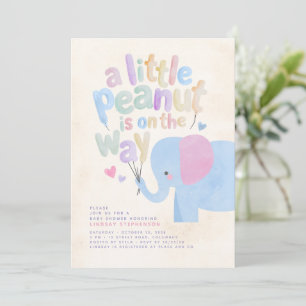 Een Olifantje met Pinda Zachte Pastel Baby Shower Kaart