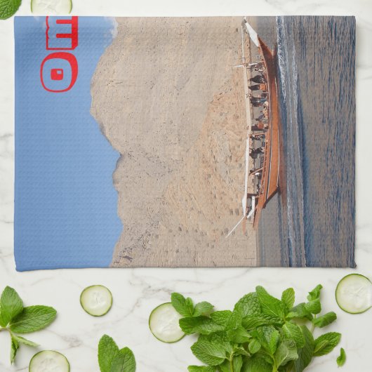 Een Omaans kustavontuur Theedoek (Gevouwen)