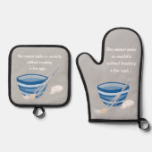 Een omelet maken ovenwant & pannenlap set (Voorkant)