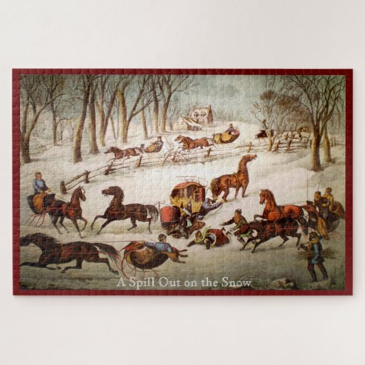 Een omgeslagen slee op de sneeuw Grote Puzzel (Horizontaal)