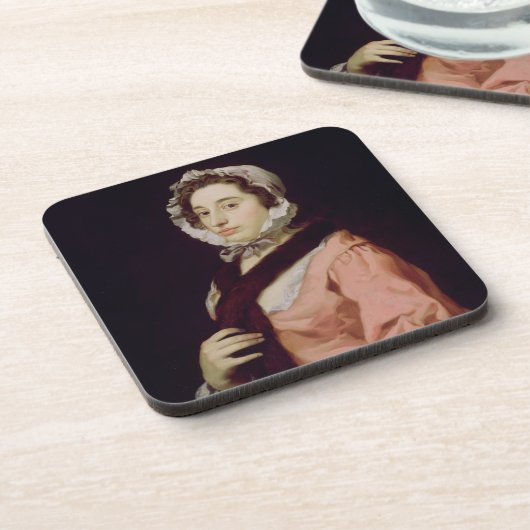 Een onbekende vrouw genaamd Peg Woffington (olie o Drankjes Onderzetter (Linkerzijde)