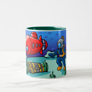 Een onderwateravontuur tweekleurige koffiemok