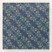 Een Onderzetter in glas met bloemenprint Glazen Onderzetter (Voorkant)