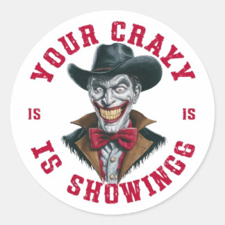 Een ondeugend ogende cowboy ronde sticker