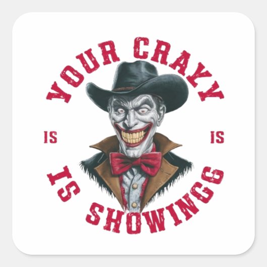 Een ondeugend ogende cowboy vierkante sticker (Voorkant)