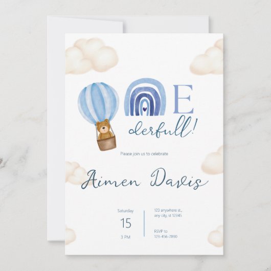 Een Onederfull! 1e verjaardag Kaart (Voorkant)