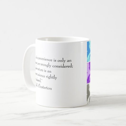 "Een ongemak is slechts een avontuur..." mok (Voorkant links)