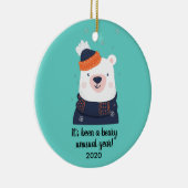 Een ongewoon jaar in de bijenstal, grappig Beer 20 Keramisch Ornament (Rechts)