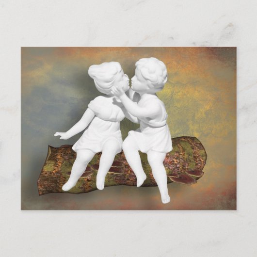 Een onnozele zoete kus van de kindertijd briefkaart (Voorkant)