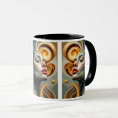 Een onrealistisch vrouwelijk gezicht. mok (Voorkant rechts)