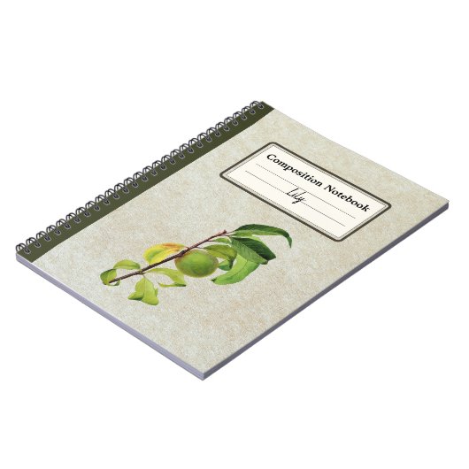 Een onrijpe perzik gepersonaliseerde compositie notitieboek (Linkerzijde)