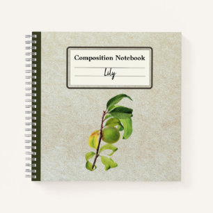 Een onrijpe perzik gepersonaliseerde compositie notitieboek