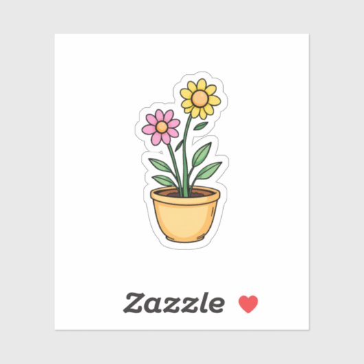 Een ontluikend meesterwerk: Schattigee bloempottek Sticker (Vel)