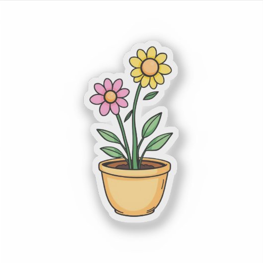 Een ontluikend meesterwerk: Schattigee bloempottek Sticker (Voorkant)