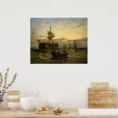 Een ontmantelde Oost-Indianman in het theemestuari Poster (Keuken)