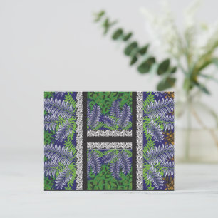 Een ontwerp van een groen en geel patroon briefkaart