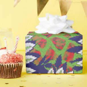 Een ontwerp van een groen en geel patroon cadeaupapier