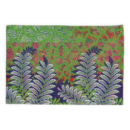 Een ontwerp van een groen en geel patroon kussensloop