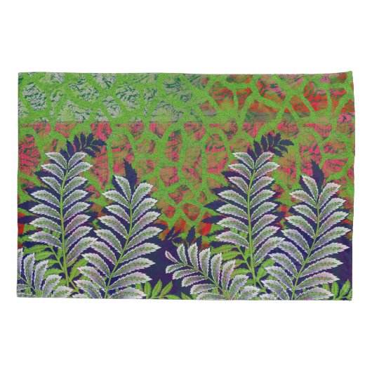 Een ontwerp van een groen en geel patroon kussensloop (Achterkant)