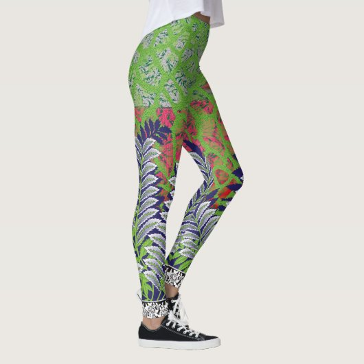 Een ontwerp van een groen en geel patroon leggings (Rechts)