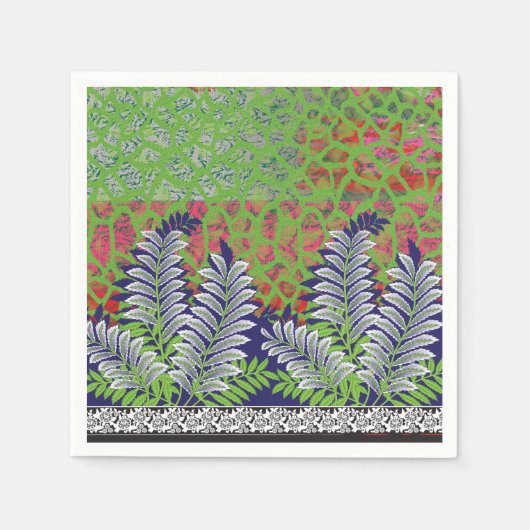 Een ontwerp van een groen en geel patroon servet (Voorkant)