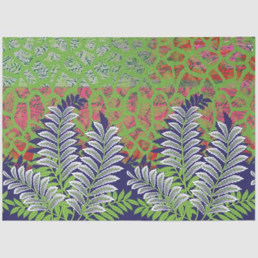 Een ontwerp van een groen en geel patroon tissuepapier (Voorkant)