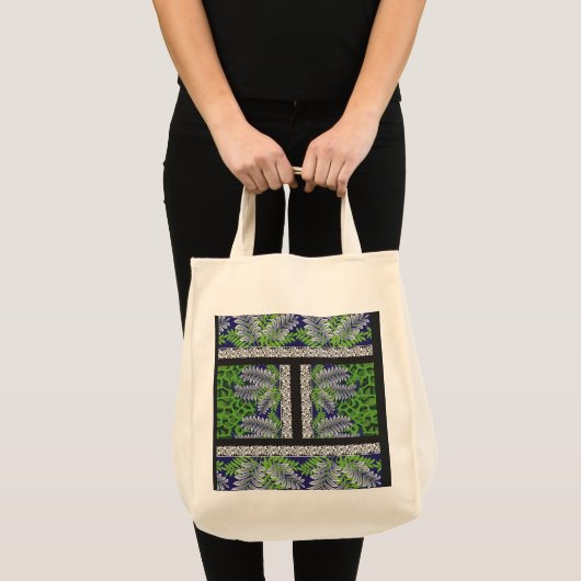 Een ontwerp van een groen en geel patroon tote bag (Voorkant (product))