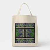Een ontwerp van een groen en geel patroon tote bag (Achterkant)