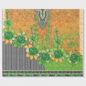 Een ontwerp van een groene en gele muur opknoping cadeaupapier (Vlak)