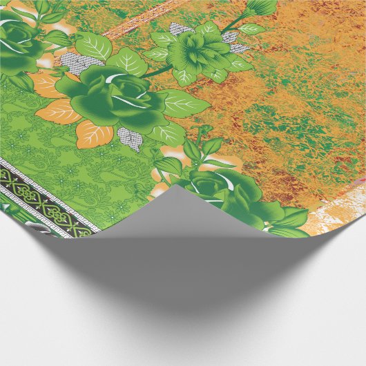 Een ontwerp van een groene en gele muur opknoping cadeaupapier (Hoek)