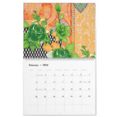 Een ontwerp van een groene en gele muur opknoping kalender (Feb 2026)