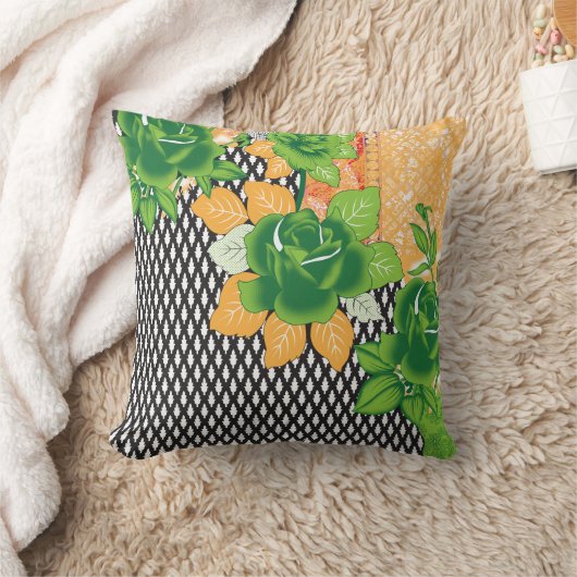 Een ontwerp van een groene en gele muur opknoping kussen (Deken)