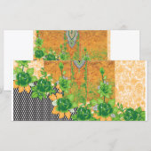 een ontwerp van een groene en gele wandversiering menu (Voorkant / Achterkant)