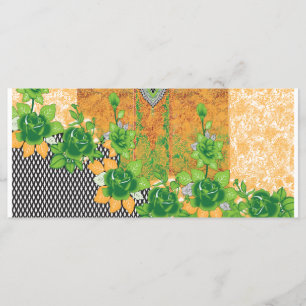 een ontwerp van een groene en gele wandversiering menu