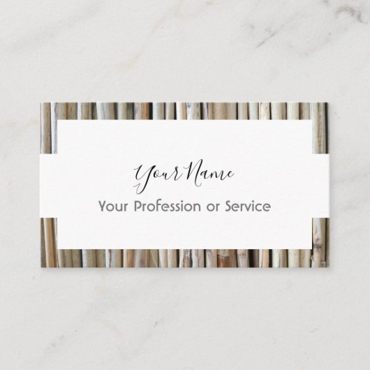 Een ontwerp van een lijst van hout voor de binnenv visitekaartje (Voorkant)