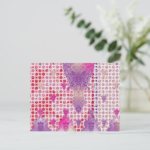 Een ontwerp van een paarse achtergrond met stippen briefkaart