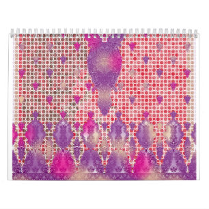 Een ontwerp van een paarse achtergrond met stippen kalender