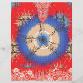 Een ontwerp van een rode achtergrond met een blauw (Achterkant)