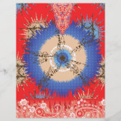 Een ontwerp van een rode achtergrond met een blauw (Voorkant)