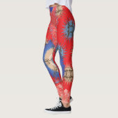 Een ontwerp van een rode achtergrond met een blauw leggings (Links)