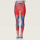 Een ontwerp van een rode achtergrond met een blauw leggings (Voorkant)