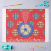 Een ontwerp van een rode achtergrond met een blauw tissuepapier (Craft)