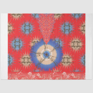 Een ontwerp van een rode achtergrond met een blauw tissuepapier