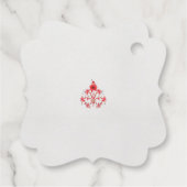 Een ontwerp van een rode bloem op een witte achter bedankjes labels (Achterkant)