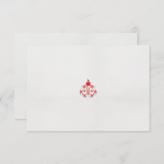 Een ontwerp van een rode bloem op een witte achter bedankkaart (Voorkant / Achterkant)