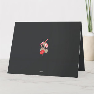 Een ontwerp van een rode bloem op een witte achter bedankkaart