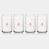 Een ontwerp van een rode bloem op een witte achter blikvorm glas (Voorkant)