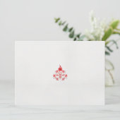 Een ontwerp van een rode bloem op een witte achter kaart (Staand voorkant)