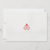 Een ontwerp van een rode bloem op een witte achter kaart (Achterkant)