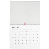 Een ontwerp van een rode bloem op een witte achter kalender (Mar 2027)